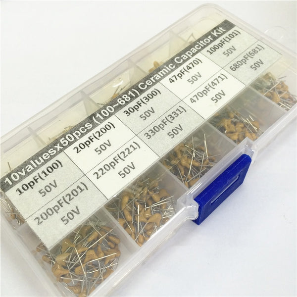 [variant_title] - 1500pcs 30Valuesx50 10pF~10uF (100~106) Multilayer/Monolithic Ceramic Capacitor Assorted kit with 3 storage box