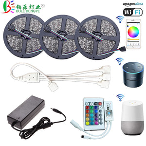[variant_title] - 5M WiFi Bluetooth LED Strip DC 12V SMD 5050 Non waterproof Flexible RGB Tape Ribbon Light Works With Amazon Alexa Google Assist