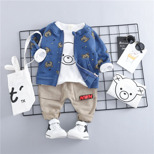 Blue / 12M - HYLKIDHUOSE 2019 Toddler Infant Clothes Suits Baby Boys Girls Clothing Sets Coats T Shirt Pants Children Kids Casual Coatume