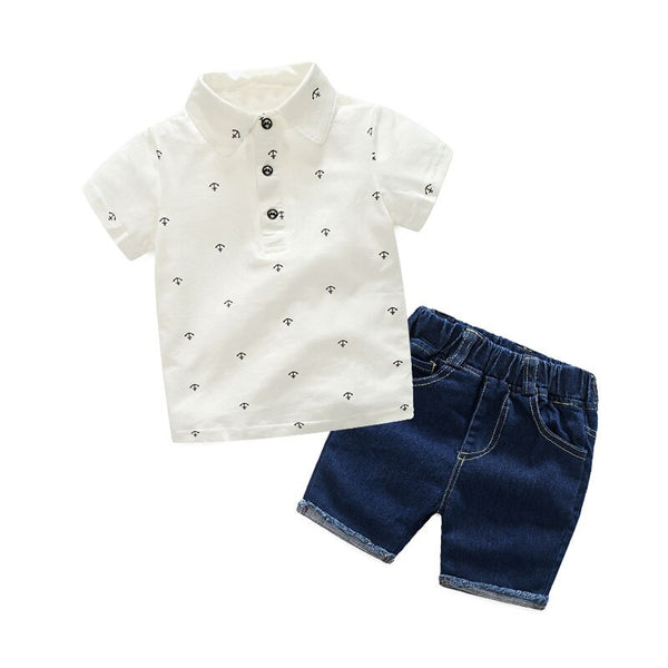 e / 2T - Tem Doger Boy Clothing Set 2019 Summer Kids Boys Clothes Suit Shorts Sleeve Tops+Shorts 2PCS Outfits Children Casual Tracksuit