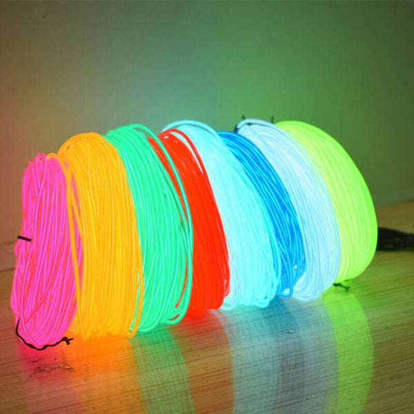 [variant_title] - 1m/3m/5M 3V Flexible Neon Light Glow EL Wire Rope tape Cable Strip LED Neon Lights Shoes Clothing Car waterproof led strip New