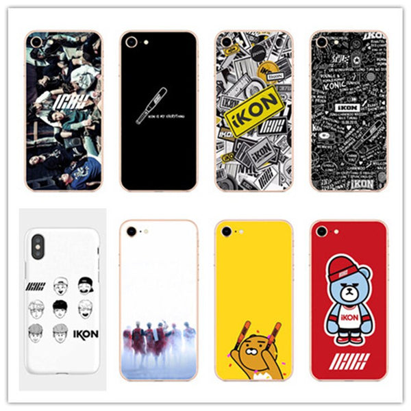 [variant_title] - IKON KPOP Boy Group hard PC Phone Matte plastic Case Cover For iphone 4 5 6  7 8 PLUS X back Coque Fundas Capa