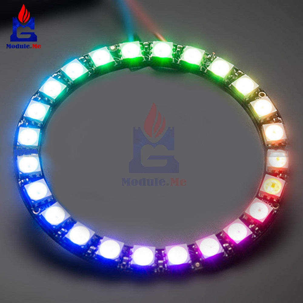Default Title - WS2812B Module Strip 24 Bits 24 X WS2812 5050 RGB LED Ring Lamp Light with Integrated Drivers RGB 24 for Arduino