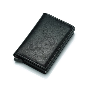 Black - DIENQI Rfid Card Holder Men Wallets Money Bag Male Vintage Black Short Purse 2019 Small Leather Slim Wallets Mini Wallets Thin
