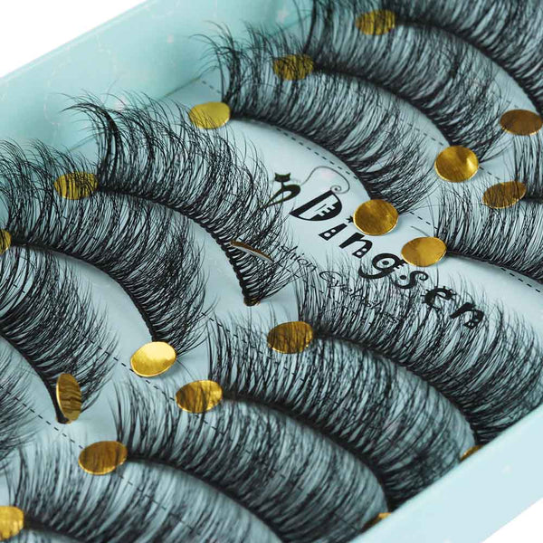 [variant_title] - 10 Pairs 3D Soft Faux Mink Hair False Eyelashes Natural Messy Eyelash Crisscross Wispy Fluffy Lashes Extension Eye Makeup Tools