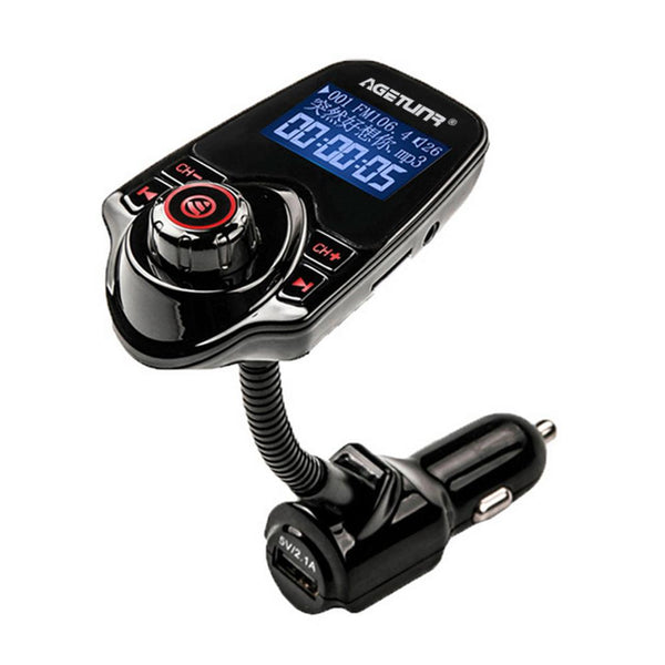 Red - AGETUNR Bluetooth Car Kit Handsfree Set FM Transmitter MP3 Music Player 5V 2.1A USB Car Charger Support Micro SD Card 4G-32G