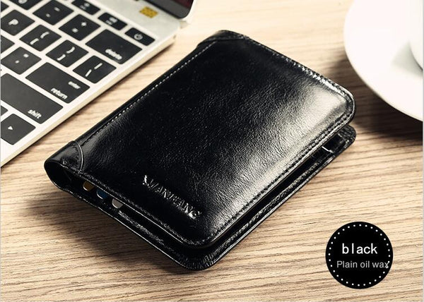 Black - ManBang Classic Style Wallet Genuine Leather Men Wallets Short Male Purse Card Holder Wallet Men Fashion High Quality