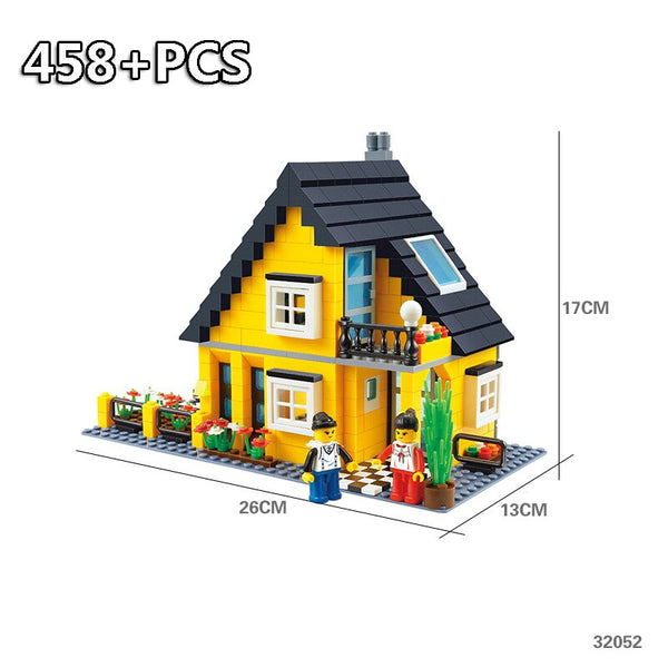 458PCS Block No Box - City Architecture Villa Cottage Model Beach Hut Modular Home House Village Building Blocks Compatible Legoingly Friends Toy Gift