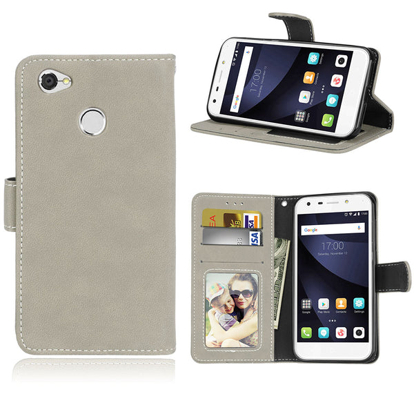 gray / Leather - Flip Bag For ZTE Blade A6 Case High Quality Flip Leather Case For ZTE Blade A6 Wallet Style Stand Cover For ZTE Blade A6 Lite