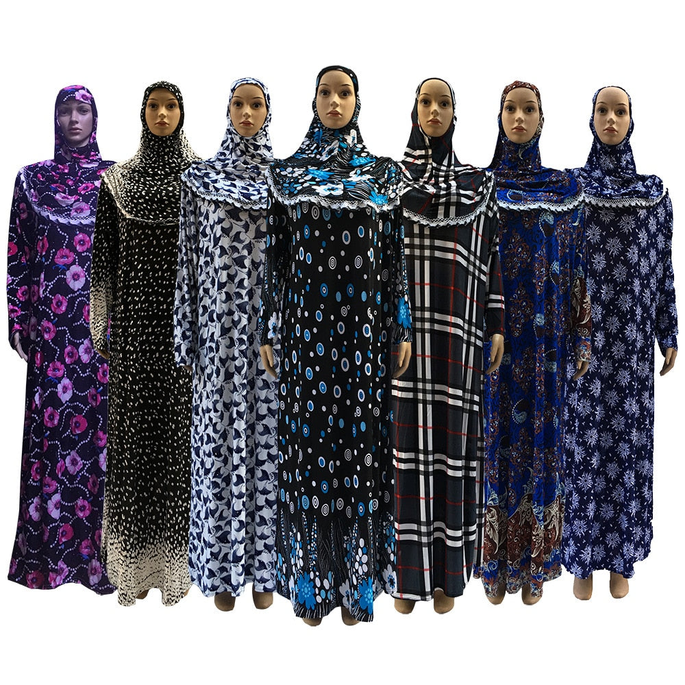 [variant_title] - (12 pieces/lot) New Style Women Kaftan Muslim abaya Maxi Dress prayer clothing Islam hijab abaya qk033