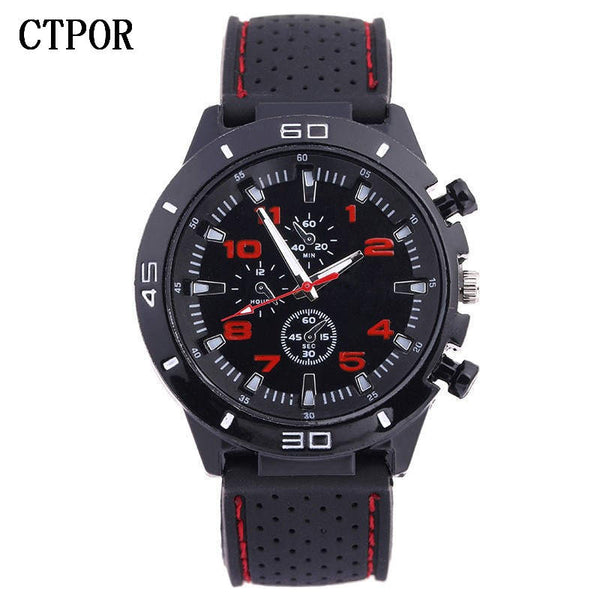 red - 9-18 years Old Sports Children's Watch Military Sports Car Style Man Watches Silicone Wristwatch Child Student Clock Kids Boy WA