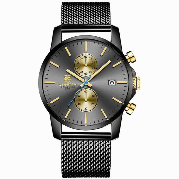 Stainless Gold - 2019 Men Watch CHEETAH Brand Fashion Sports Quartz Watches Mens Leather Waterproof Chronograph Clock Business Relogio Masculino