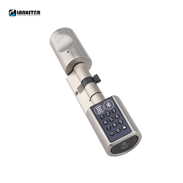 Silver Color Lock - LANXSTAR Adjustable Smart Electronic Lock Unlock By Password Bluetooth Hardware Lock Keyless EURO Lock Cylinder