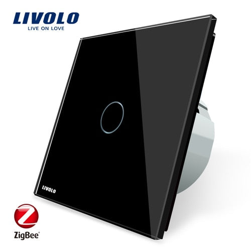Black - Livolo EU Standard Zigbee Smart Home Wall Touch Switch, Touch WiFi APP Control, google home control , Alexa, echo control
