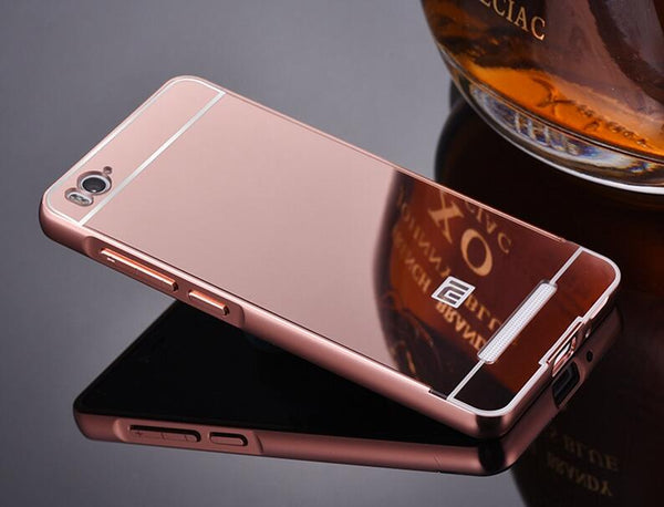 Rose gold / For Xiaomi 4i 4c - For Xiaomi Mi 4c Case Luxury Mirror PC Back Cover For Xiaomi Mi 4c 4i Metal Aluminium Bumper Case For Xiaomi Mi4c 5.0" Phone Bag
