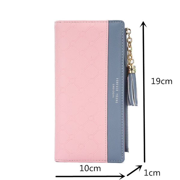 [variant_title] - Women's Wallet Ladies Leather PU Purses Hasp Clutch Long Zipper Phone Holder 2019 Female Wallets Tassel Coin Pocket Card Money