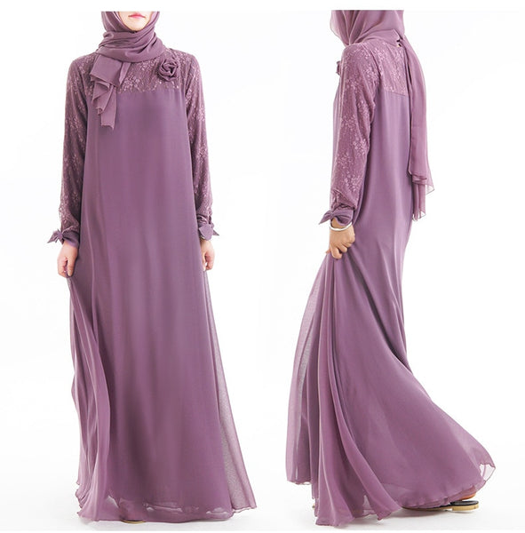 PINK / L - Fashion Muslim Dress Abaya Islamic Clothing For Women Malaysia Jilbab Djellaba Robe Musulmane Turkish Baju Kimono Kaftan Tunic