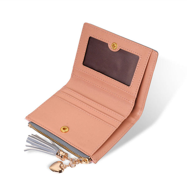 [variant_title] - Tassel Leather Wallet Women Small Luxury Brand Famous Mini Women Wallets Purses Female Short Coin Zipper Purse Cartera Mujer