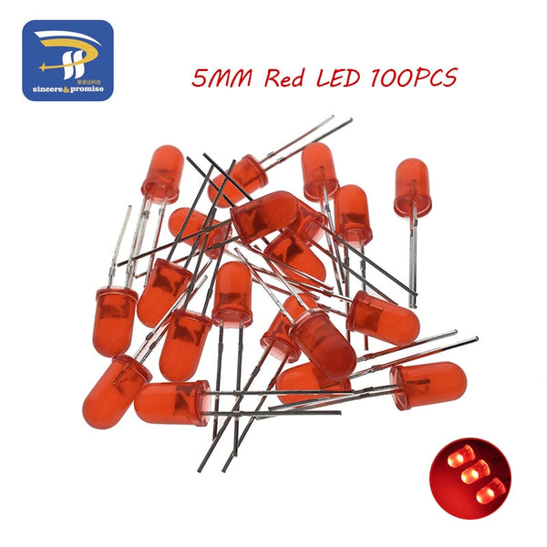 Red 100pcs - 5Colors*20PCS=100PCS 5mm LED Diode Light Assorted Kit Green Blue White Yellow Red COMPONENT DIY kit new original