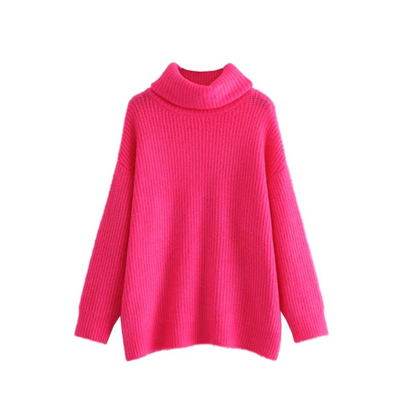 Vadim women turtleneck knitted loose sweater oversized warm thick long sleeve pullovers female casual chic tops HA086