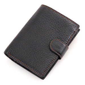 Black A - Vintage Men's Short Wallet Men Genuine Leather Clutch Wallets Purses First Layer Real Leather Multi-Card Bit Retro Card Holder