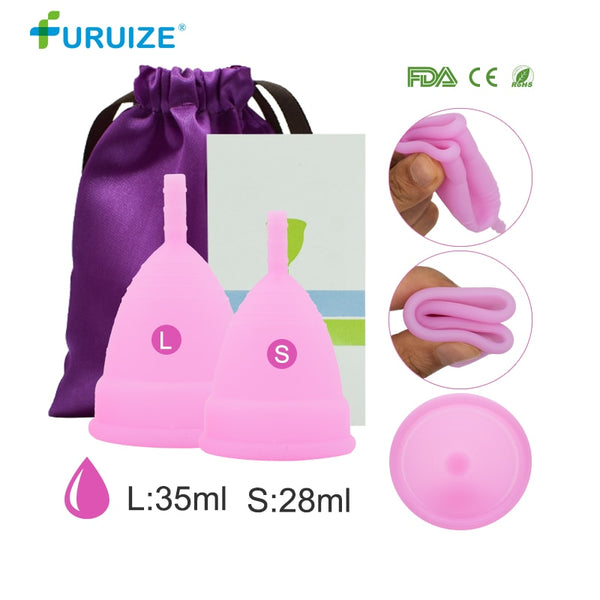 1L-1S-1clothbag-purp / L size - Hot Sale Menstrual cup for Women Feminine hygiene Medical 100% silicone Cup Menstrual reusable lady cup copa menstrual than pads