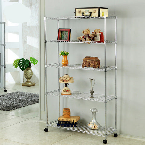 [variant_title] - Bathroom Shelves Stainless steel movable shelves  Household kitchen storage shelves 5 layers L90cmxD35cmxH150cm