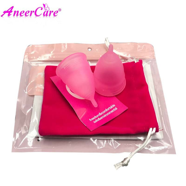 [variant_title] - Coletor Menstrual 2Pcs Medical Grade Silicone Hygiene Menstrual Cups Lady Menstrual Cup Mestrual Aneercare Coupe Menstruell S+L