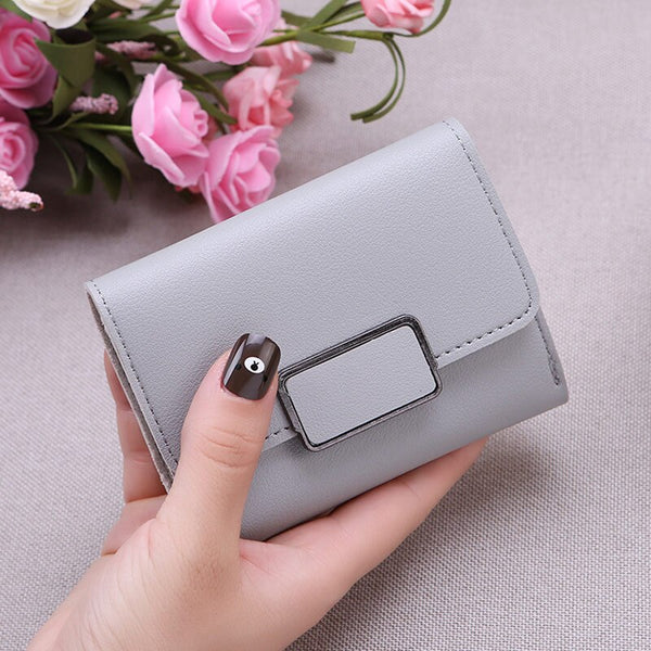 Gray - New Money Small Wallet Women Casual Solid Wallet Fashion Female Short Mini All-match Korean Students Love Small Wallet