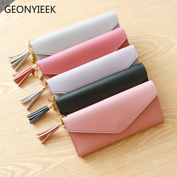 [variant_title] - Long Wallet Women Purses Tassel Fashion Coin Purse Card Holder Wallets Female High Quality Clutch Money Bag PU Leather Wallet