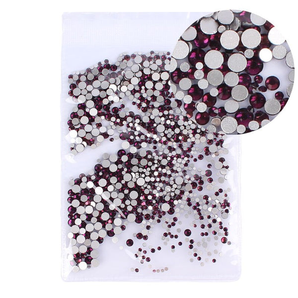 [variant_title] - Mix Sizes 1000PCS/Pack Crystal Clear AB Non Hotfix Flatback Rhinestones Nail Rhinestones For Nails 3D Nail Art Decoration Gems