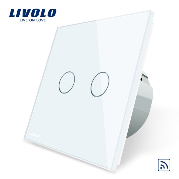 [variant_title] - Livolo EU Standard, Crystal Glass Panel, EU standard,AC220~250V, Wall Light Remote Touch Switch+LED Indicator,C702R-1/2/3/5