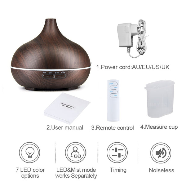 [variant_title] - Electric Aroma Essential oil diffuser ultrasonic aromatherapy air humidifier 7 Color LED Night Light with remote control and APP