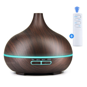dark wood / AU - Electric Aroma Essential oil diffuser ultrasonic aromatherapy air humidifier 7 Color LED Night Light with remote control and APP