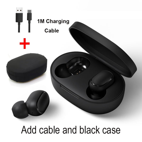 Cable and black case - Xiaomi Redmi Airdots TWS Bluetooth Earphone Stereo bass BT 5.0 Eeadphones With Mic Handsfree Earbuds AI Control