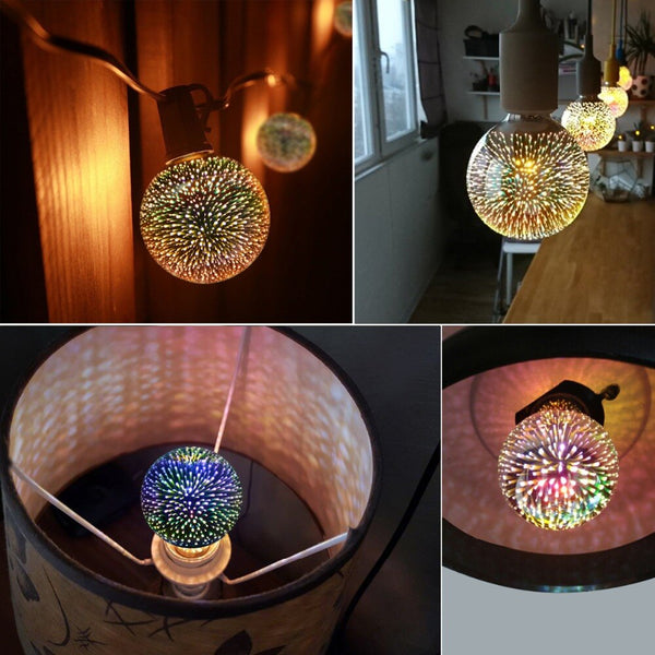 [variant_title] - Novelty 3D Fireworks Effect Vintage Incandescent Bulbs Retro Edison lamp E27 110V-220V Decoration lights A60 ST64 G80 G95 G125