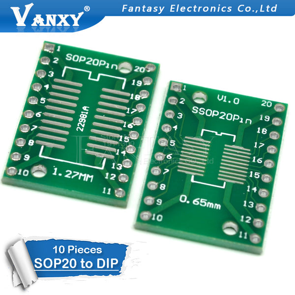 Default Title - 10PCS TSSOP20 SSOP20 SOP20 to DIP20 PCB Transfer Board DIP Pin Board Pitch Adapter