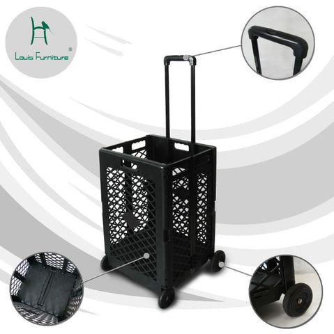 [variant_title] - Louis Fashion Trolleys Plastic Folding Supermarket Shopping Cart Storage Box