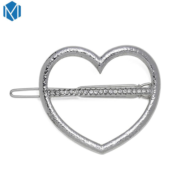 Crystal Heart Sliver - Fashion Woman Hair Accessories Triangle Hair Clip Pin Metal Geometric Alloy Hairband Moon Circle Hairgrip Barrette Girls Holder