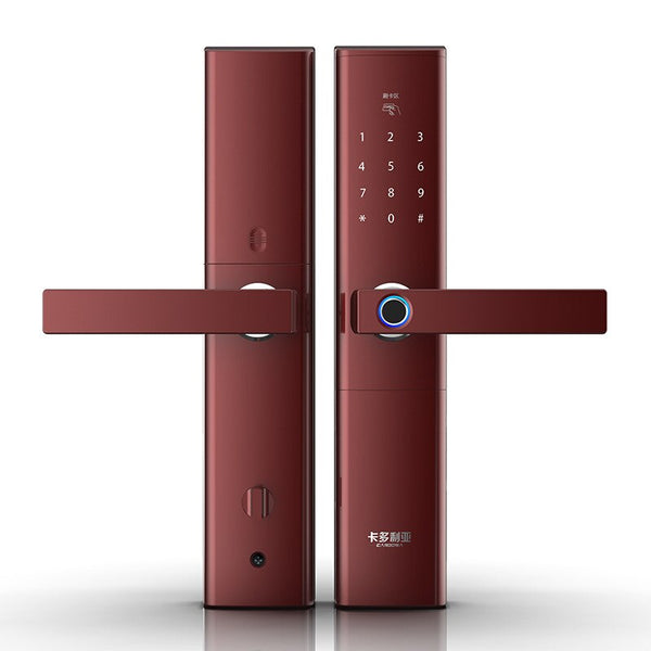 Red - Smart Fingerprint Door Lock  Security  Intelligent Lock  Biometric Electronic Wifi Door Lock With Bluetooth APP Unlock
