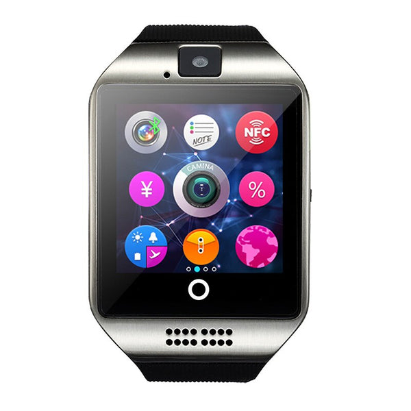 Silver - Smart Watch Q18 Passometer Smart Clock with Touch Screen Camera TF card Bluetooth Smartwatch for Android IOS Phone Men Watch