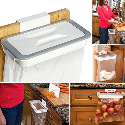 Default Title - Square Garbage Bag Holder Trash Bag Holder Kitchen Garbage Bag Cupboard Door Back Hanging Drawer Storage Rack Cabinet Trash Rack