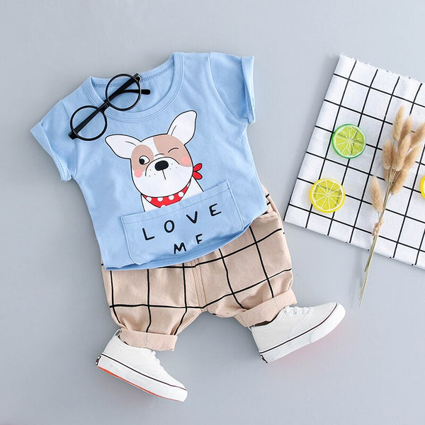 [variant_title] - HYLKIDHUOSE Summer Baby Boys Clothing Sets Cotton Dog T Shirt Gird Shorts Infant Clothes Casual Sports Child Kids Clothes Sets