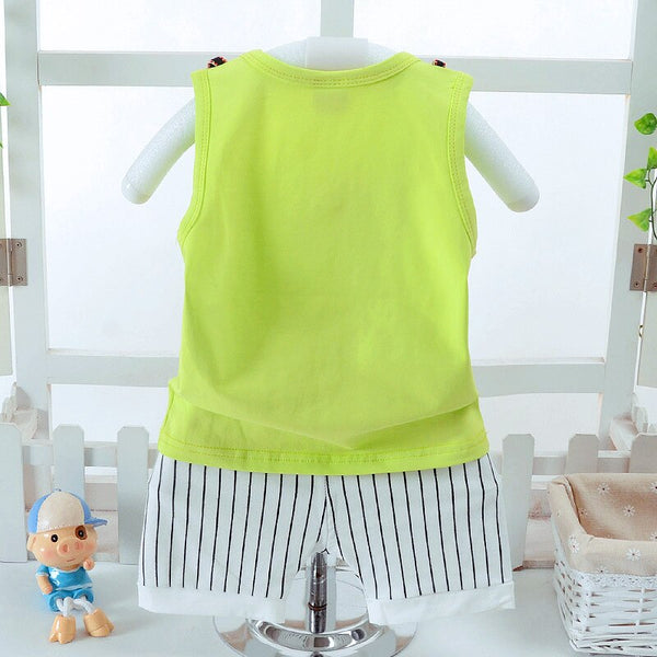 [variant_title] - New Kids Clothes Baby Boy Summer Clothes Set Strap Vest + Shorts Childrens Toddler Boy Clothing Set Baby Clothes for Boys