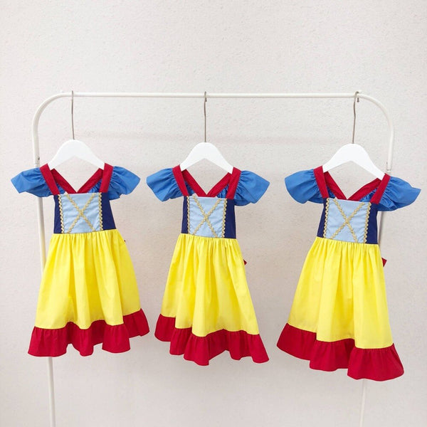 [variant_title] - Girls dress princess cartoon character dresses summer cotton kids clothing