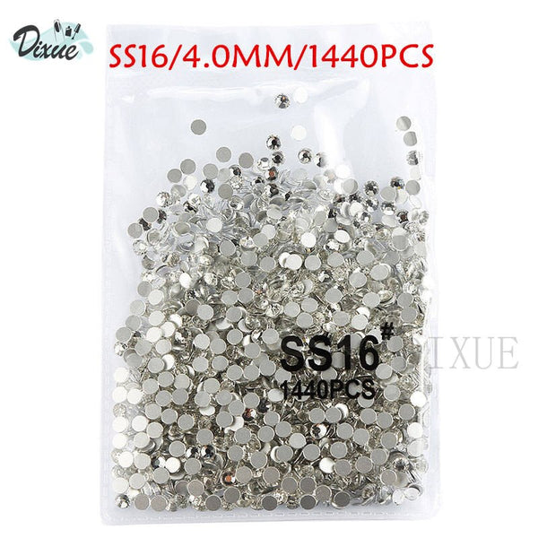 Crystal SS16 1440pcs - High light AAA rhinestone crystal AB clear SS3-SS40(1.3mm-8.4mm) Non Hotfix flatback Rhinestones for Nails 3D nail art  gems045