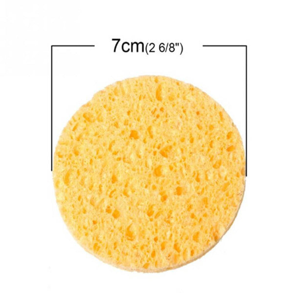 [variant_title] - 5pcs Round Soft Yellow Cosmetic Puff Makeup Pads Beauty Natural Wood Fiber Face Wash Cleansing Sponge Cosmetic Puff Pads HCDB1B3