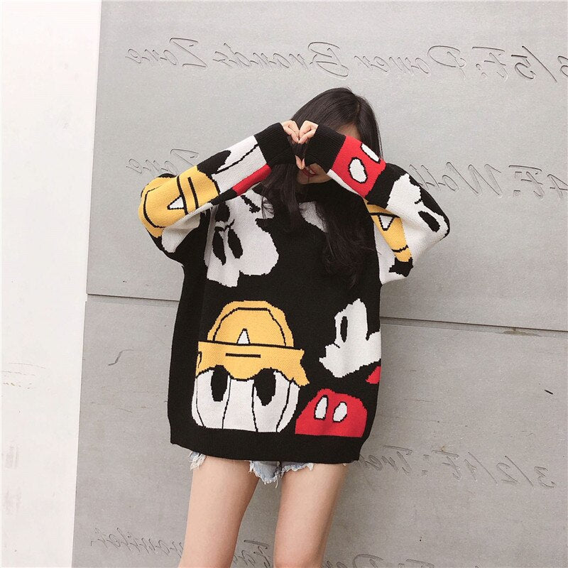 2019 Autumn and winter Korea new Donald Duck Mickey Mouse sweater sweater loose personality sweater cartoon female