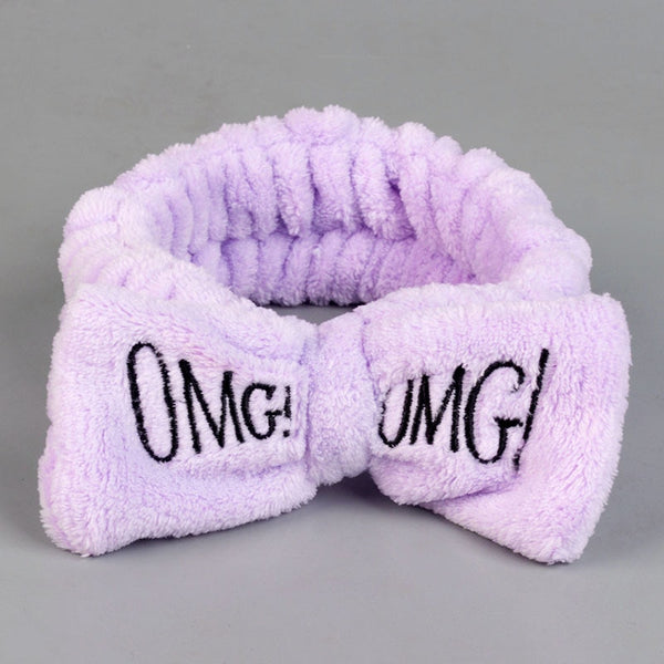 Lavender - New Letter OMG Coral Fleece Soft Bow Headbands For Women Girls Cute Hair Holder Hairbands Hair Bands Headwear Hair Accessories