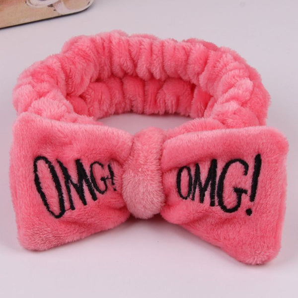 Watermelon Red OMG - 2019 New OMG Letter Coral Fleece Wash Face Bow Hairbands For Women Girls Headbands Headwear Hair Bands Turban Hair Accessories